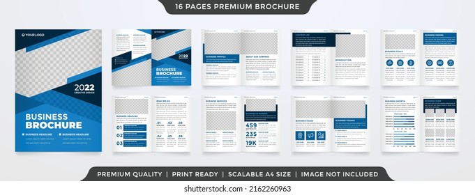 business bifold brochure template with minimalist and modern style use for annual report and infographic