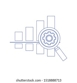 Business big data analysis, global analytics, financial research report. Concept of line icon