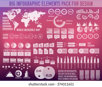 Business big infographic elements chart set on blurred background. Colorful modern template for you design, web and mobile applications. Vector illustration concept 