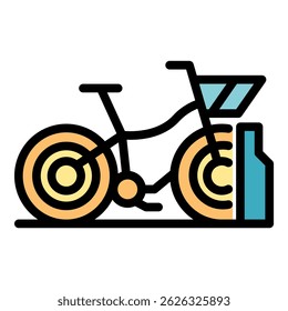 Business bike rent icon. Outline business bike rent vector icon color flat isolated