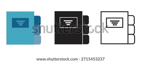 Business Binder and Folder Icon Set in Flat and Outline Style for Office Management and Documentation