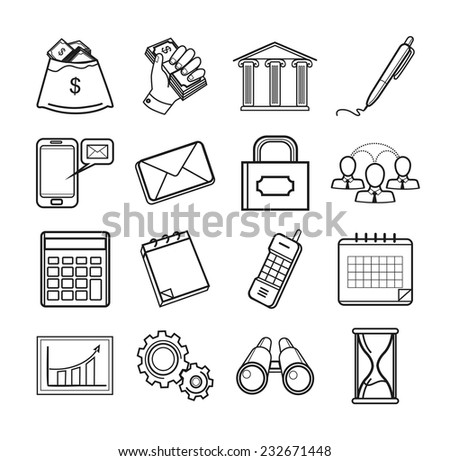 Business black icon set