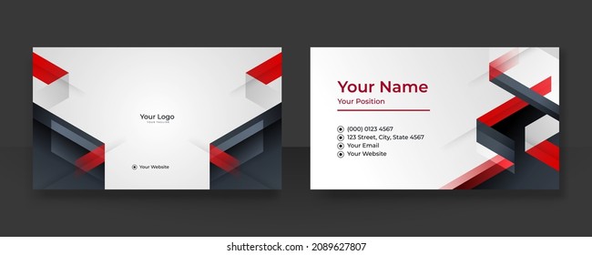 Business black red card design with elegant pattern. Modern business card template with corporate business concept. Creative and Clean Business Card Template. Vector illustration