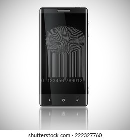 Business Black Smart Phone With Fingerprint Access, Vector
