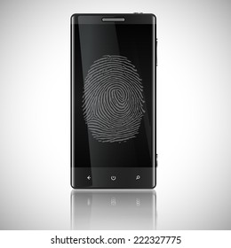 Business Black Smart Phone With Fingerprint Access, Vector