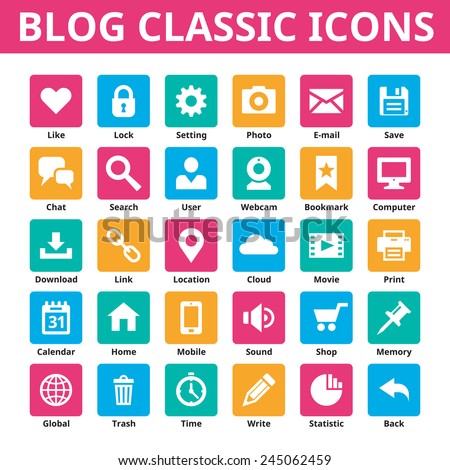 Business Blog Classic Icons Vector Sign Image vectorielle de stock