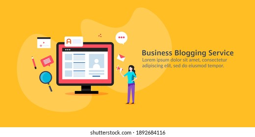 Business Blogging, Blog Post Publication, Creating Blog Post, Content Marketing Network - Conceptual Vector Illustration With Icons