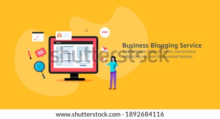 Business blogging, blog post publication, creating blog post, content marketing network - conceptual vector illustration with icons