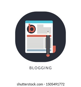 Business Blogging, Commercial Blog posting, Internet Blogging service flat design vector illustration 
