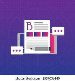Business Blogging, Commercial Blog posting, Internet Blogging service colorful design.