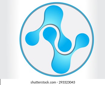 Business blue abstract vector logo with geometric elements background infinity icon corporate emblem technology design template