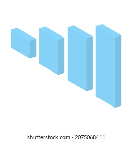 Business blue analysis symbols for reports and presentations. Isometric data. Vector illustration isolated	on white