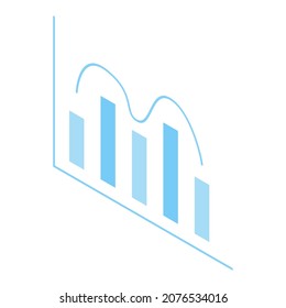 Business blue analysis symbols for reports and presentations. Isometric data. Vector illustration isolated	on white