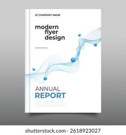 relatório anual azul de negócios cobre modelo flyer wavy line design