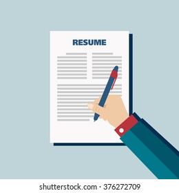 Business blue background with resume, vector