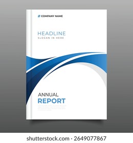 business blue gradient annual report cover template flyer brochure wavy design