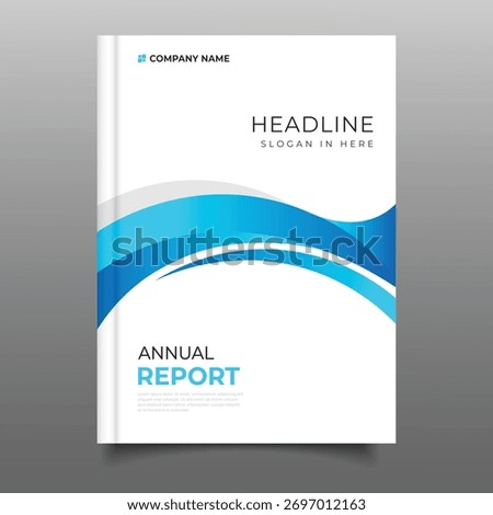 Business blue gradient annual report cover template flyer Wavy design