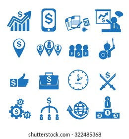 business blue icon set 