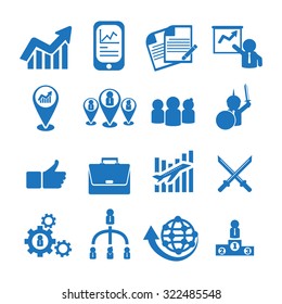 business blue icon set 