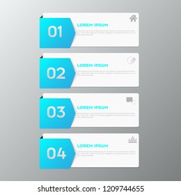 Business blue infographics template 4 steps square. Data and information visualization. Dynamic infographics stylish geometric on the grey background.Eps 10 vector file.