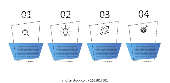 Business blue infographics. Timeline with 4  steps, options. Vector element.