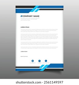 business Blue Letterhead cover template design. a4 Letterhead corporate company with geometric creative design