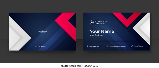 Business blue red black white card design with elegant pattern. Creative and clean business card template. Modern concept with futuristic digital technology corporate style. Modern Vector illustration