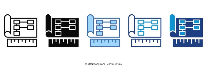Business Blueprint icon set multiple style collection