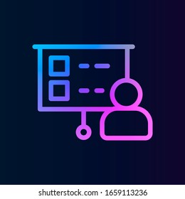 Icono de negocios, tablero, nolan analista. Línea delgada simple, vector de esquema de iconos de administración de proyectos para ui y ux, sitio web o aplicación móvil