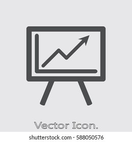 Business board chart presentation and results of graphic research. Icon isolated sign symbol and flat style for app, web and digital design. Vector illustration.
