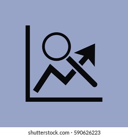Business board chart presentation and results of graphic research. Icon isolated sign symbol and flat style for app, web and digital design. Vector illustration.