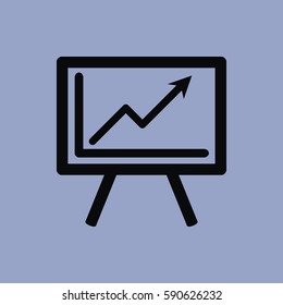Business board chart presentation and results of graphic research. Icon isolated sign symbol and flat style for app, web and digital design. Vector illustration.