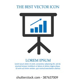 Business board chart presentation. Simple isolated graph meeting. Success symbol.