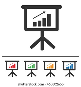 Business board chart presentation. Simple isolated graph. Success symbol set.