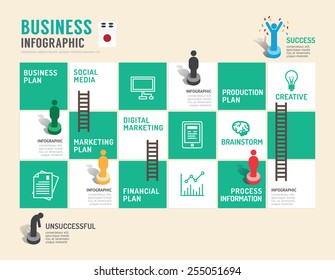 Business Board Game Concept Infographic Step To Success,vector Illustration