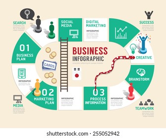 Business Board Game Concept Infographic Step To Success,vector Illustration