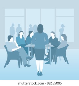 Business, Board Room Or School Meeting, Blue Vector