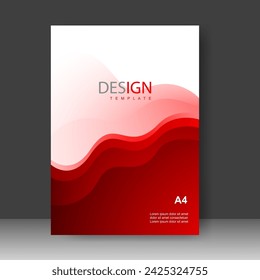 Diseño de portada de libro de negocios onda roja estilo moderno para plantilla de folleto, póster, revista. Ilustración de vector