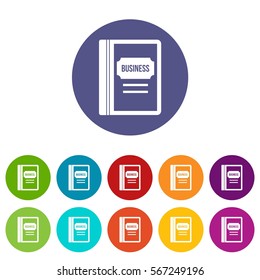Business book set icons in different colors isolated on white background