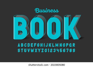 Business book style font design, alphabet letters and numbers vector illustration