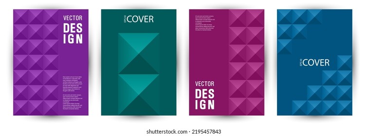 Business booklet cover layout bundle graphic design. Memphis style simple journal layout bundle Eps10. Tile geometric shapes backdrop vertical cover design