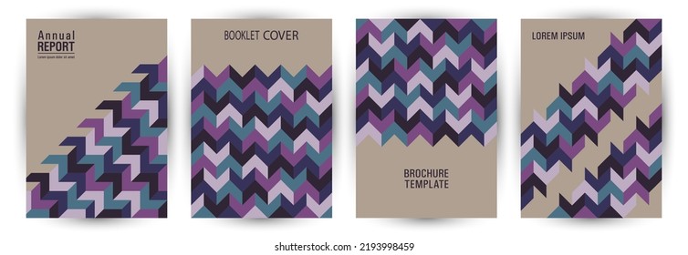 Business booklet cover layout set A4 design. Minimalist style retro banner mockup set Eps10. Mosaic geometric elements structure A4 card design