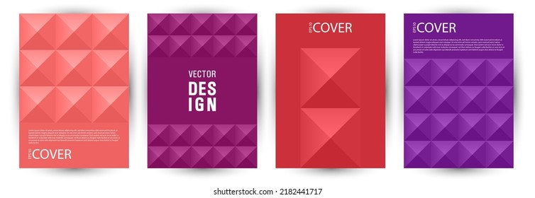 Business booklet cover template bundle geometric design. Suprematism style premium album mockup bundle vector. Tile geometric elements background vertical card design