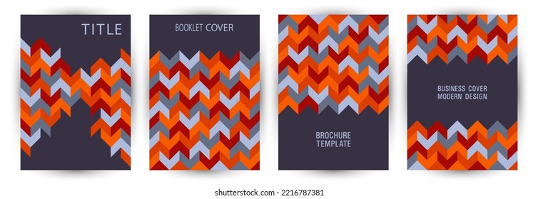 Business booklet cover template set A4 design. Swiss style digital flyer layout set Eps10. Tile geometric elements backdrop vertical card design