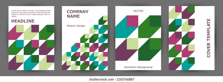 Business booklet front page template collection geometric design. Minimalist style vintage certificate template collection vector. Tile geometric shapes composition vertical cover design