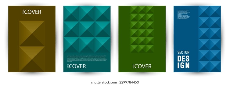 Business booklet front page template bundle vector design. Minimalist style isometric certificate template bundle vector. Tile geometric shapes texture vertical card design