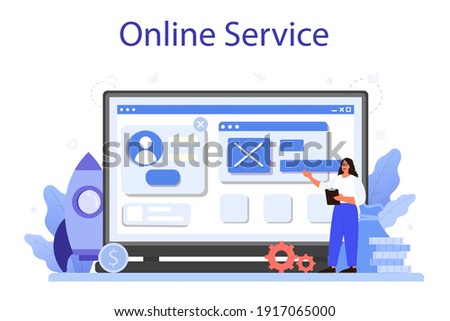 Business boost online service or platform. Company and personal career success. Busines development and profit increase. Flat vector illustration