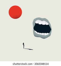 Business boss harassment and shouting vector concept. Symbol of discrimination, pressure, stress. Minimal design eps10 illustration.