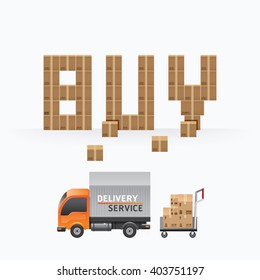 business box buy shape template design.shipping delivery shopping concept vector illustration / graphic or web design layout.