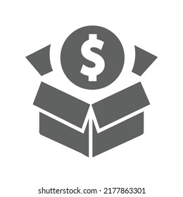 Business box icon. Gray vector graphics.